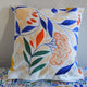 Coussin brodé à la main, fabriqué en France, motif floral et coloré