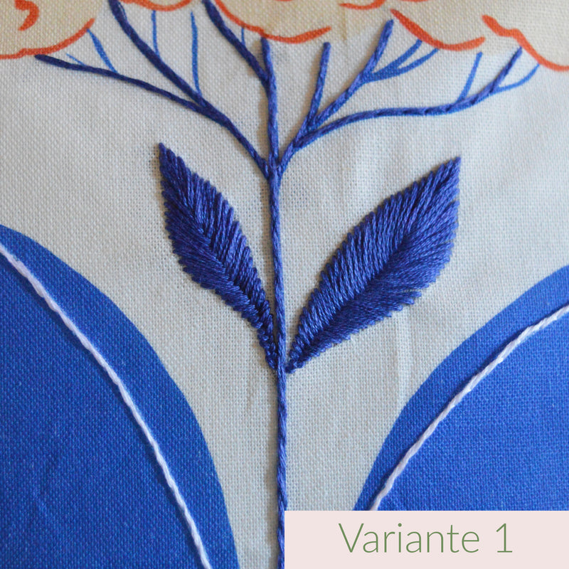 Coussin brodé à la main, fabriqué en France, motif floral et coloré