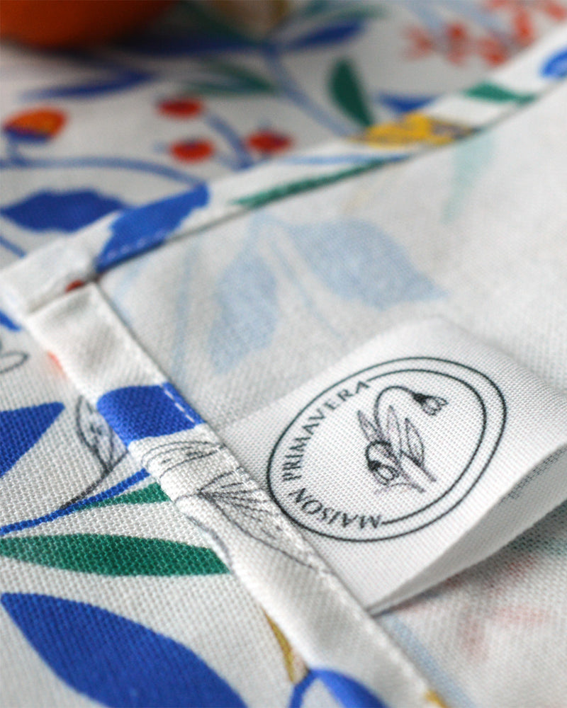Etiquette de serviette de table à motif Primavera, tissée et fabriquée en France