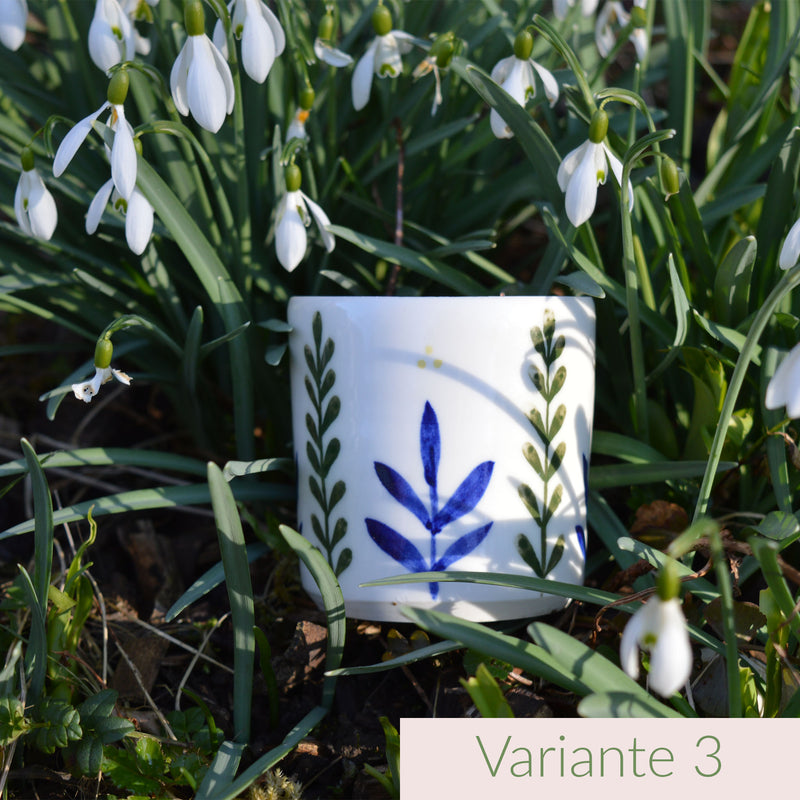 Tasse à café en porcelaine, fabriquée en France artisanalement, motif floral et coloré