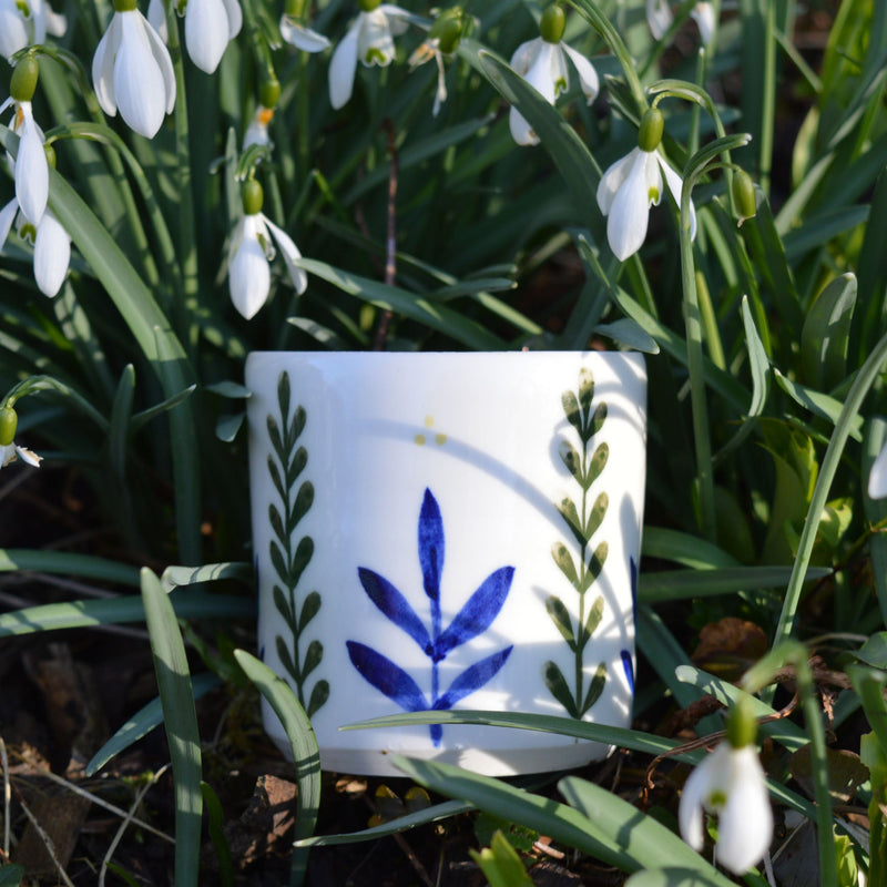 Tasse à café en porcelaine, fabriquée en France artisanalement, motif floral et coloré