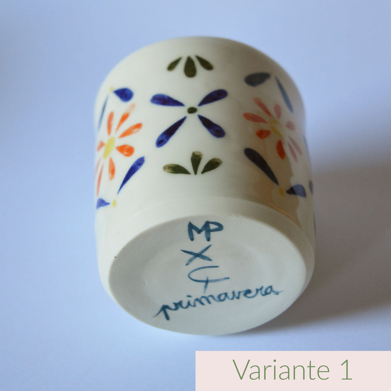 Tasse à café en porcelaine, fabriquée en France artisanalement, motif floral et coloré