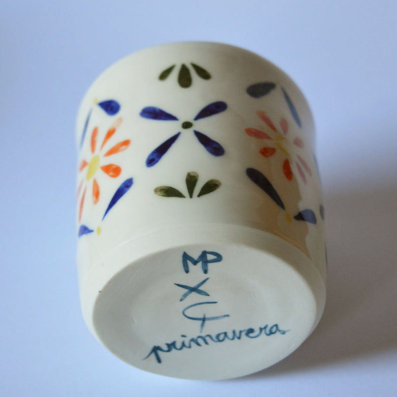 Tasse à café en porcelaine, fabriquée en France artisanalement, motif floral et coloré