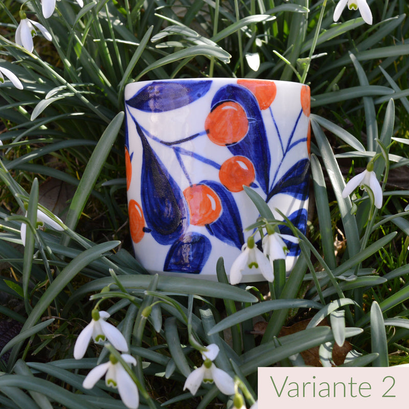 Tasse à thé en porcelaine, fabriquée en France artisanalement, motif floral et coloré