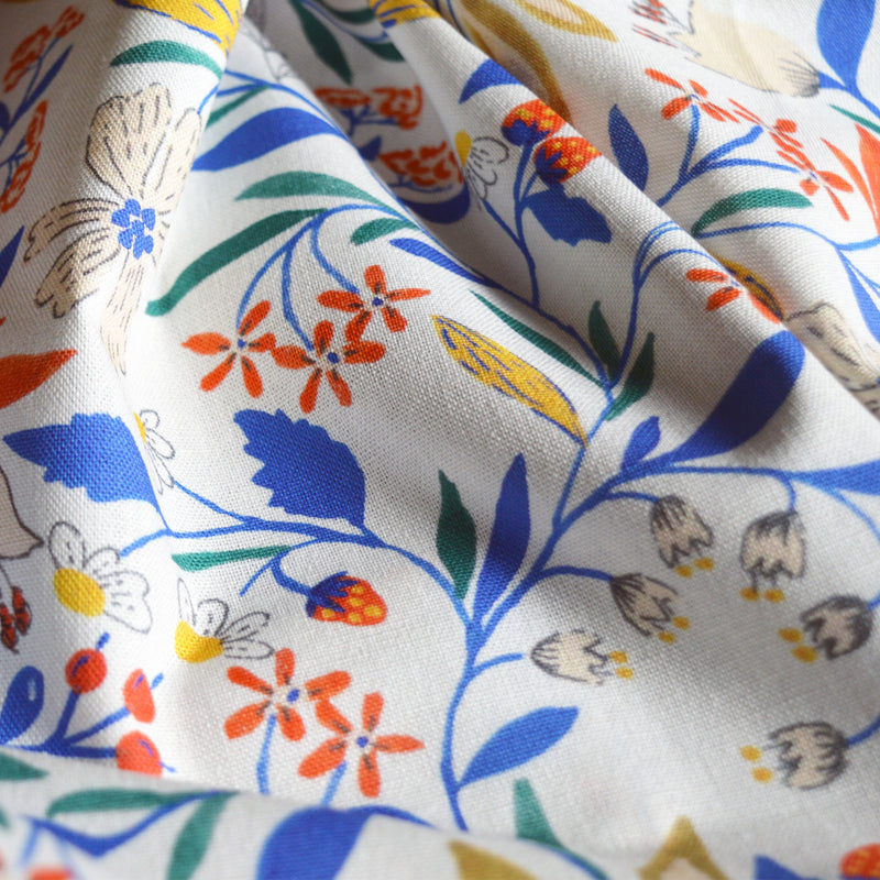 Tissu au mètre à motif Primavera, en coton lin, tissé en France