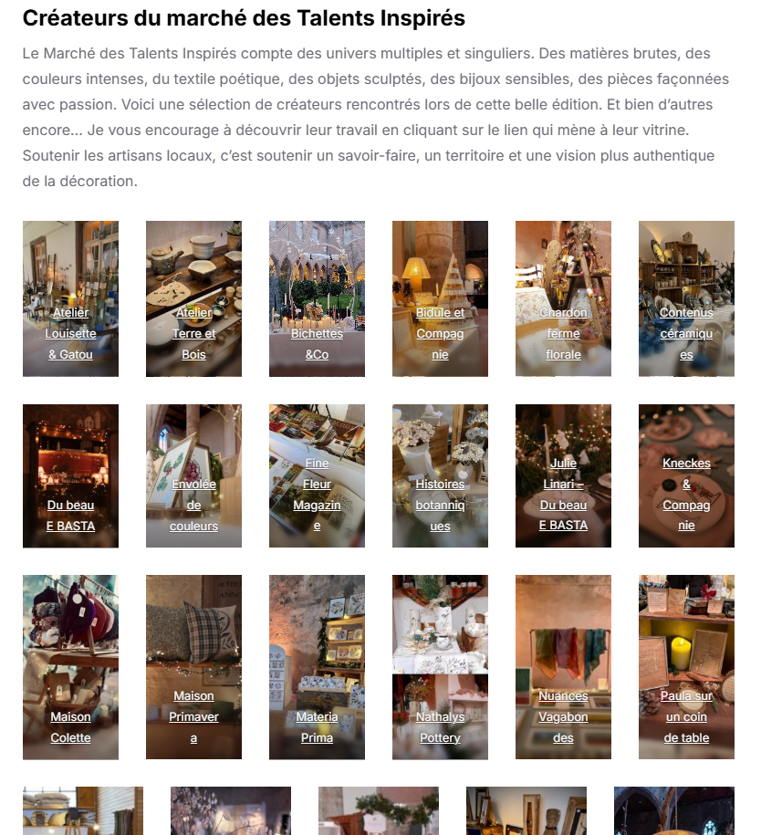 Article de blog de Sophie Jelger sur le marché des Talents inspirés de Noël par Du beau e basta