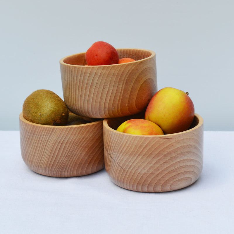 Bols en bois tournés à la main, fabriqués en Alsace, artisanalement, bois de hêtre.