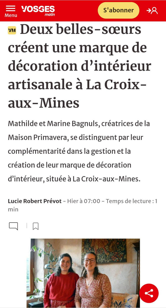Capture d'écran de l'article de presse de Vosges Matin en janvier 2025
