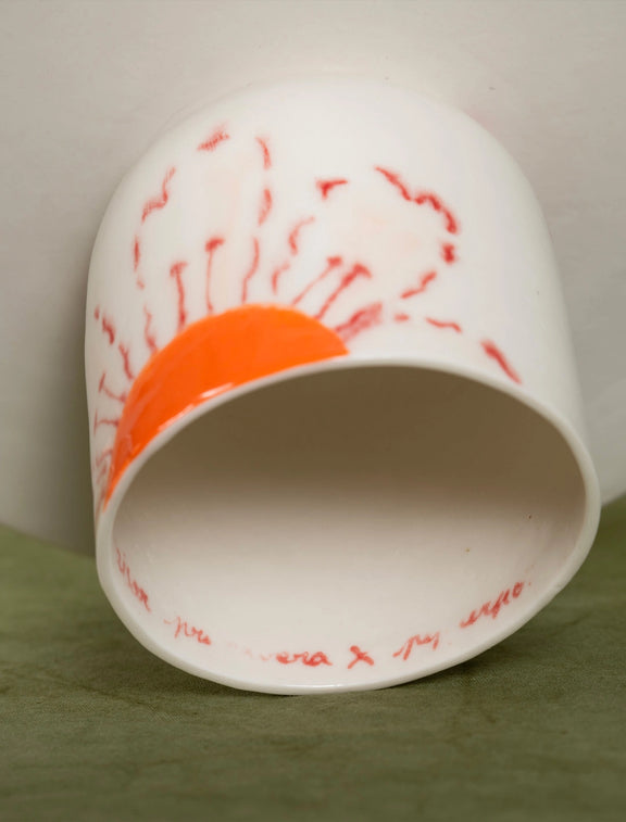 Compotier en porcelaine artisanal fabriqué en France, motif fleur des champs
