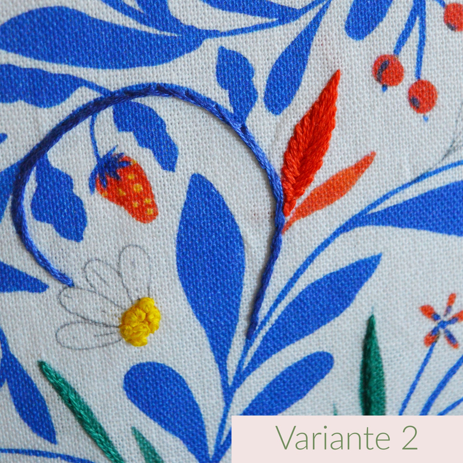 Coussin brodé à la main, fabriqué en France, motif floral et coloré