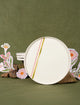 Grande assiette en porcelaine artisanale fabriquée en France, motif rayures colorées