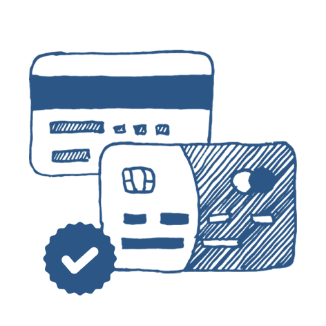 Carte bancaire avec logo Vérifié, paiement sécurisé