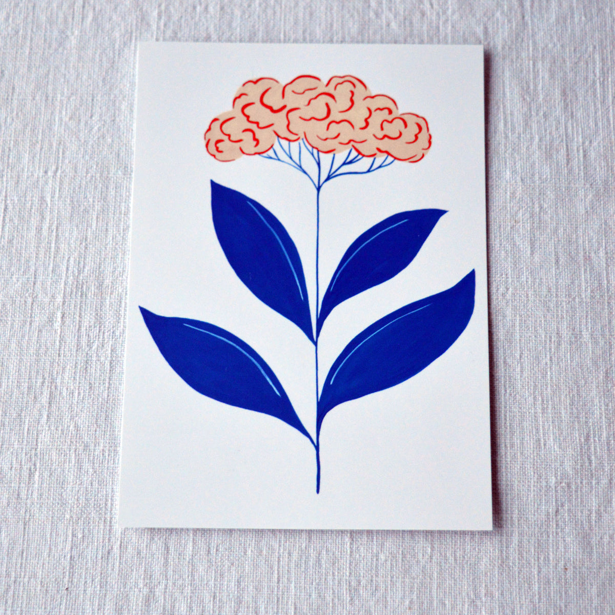 Carte postale motif fleur unique Primavera imprimée en France, sur fond blanc