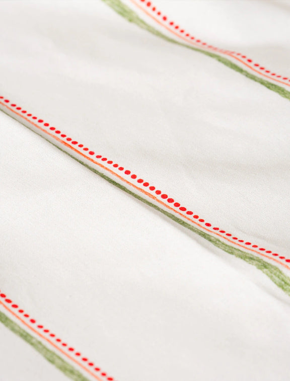 Nappe en coton et lin fabriquée en France à rayures colorées