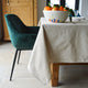 Nappe beige naturelle tissée et fabriquée en France, table dressée céramique artisanale