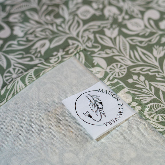 Etiquette du linge de table fabriqué en France en coton et lin