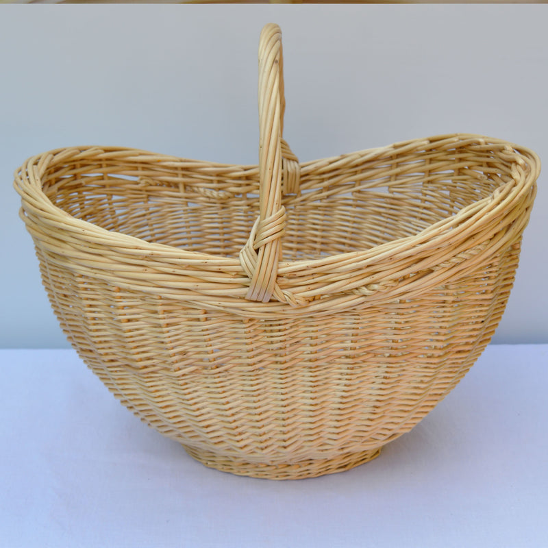 Panier en osier à légumes, grand et large, fabriqué artisanalement en France