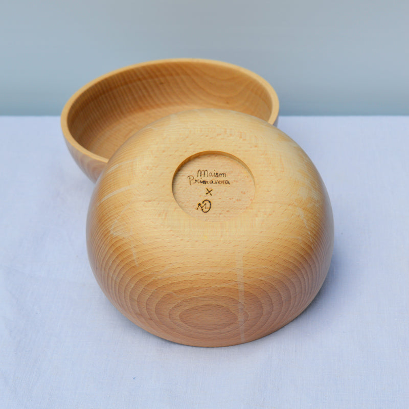 Dessous de saladier en bois, tourné à la main, fabriqué en France en Alsace, artisanalement. Vaisselle en bois, artisanat, pique-nique.