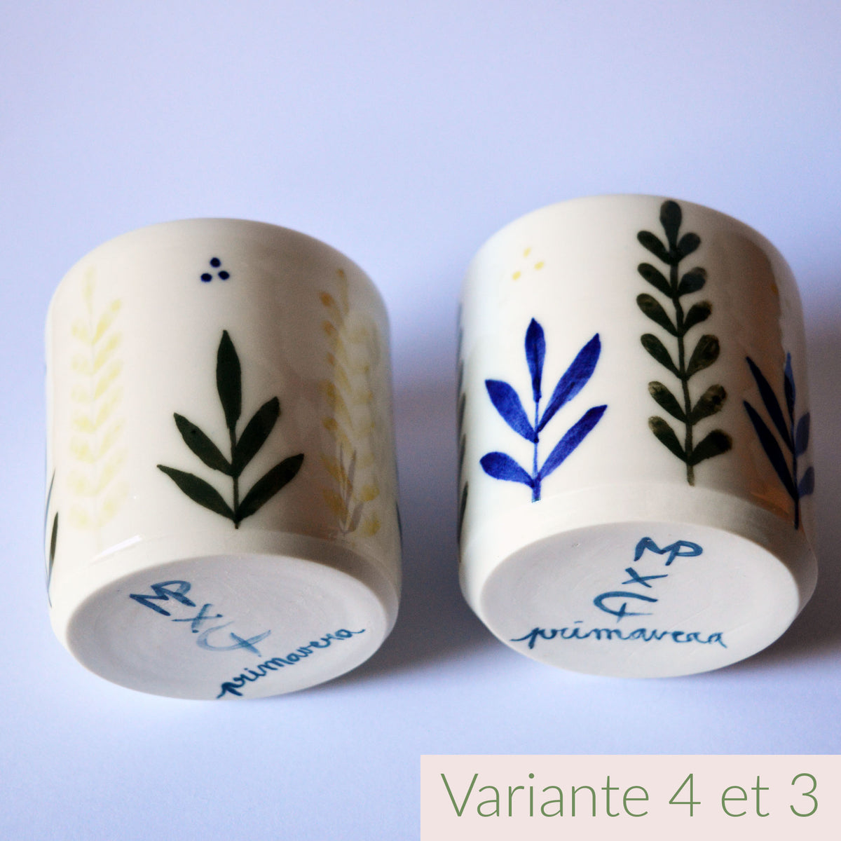 Tasses à café en porcelaine, fabriquées en France artisanalement, motif floral et coloré