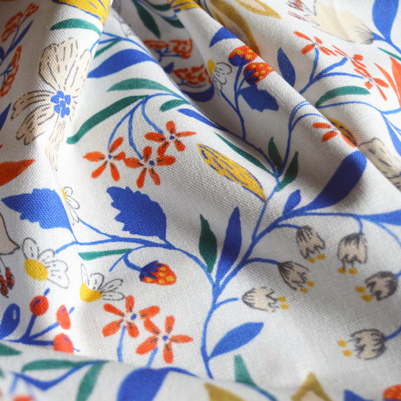 Tissu au mètre à motif Primavera, en coton lin, tissé en France