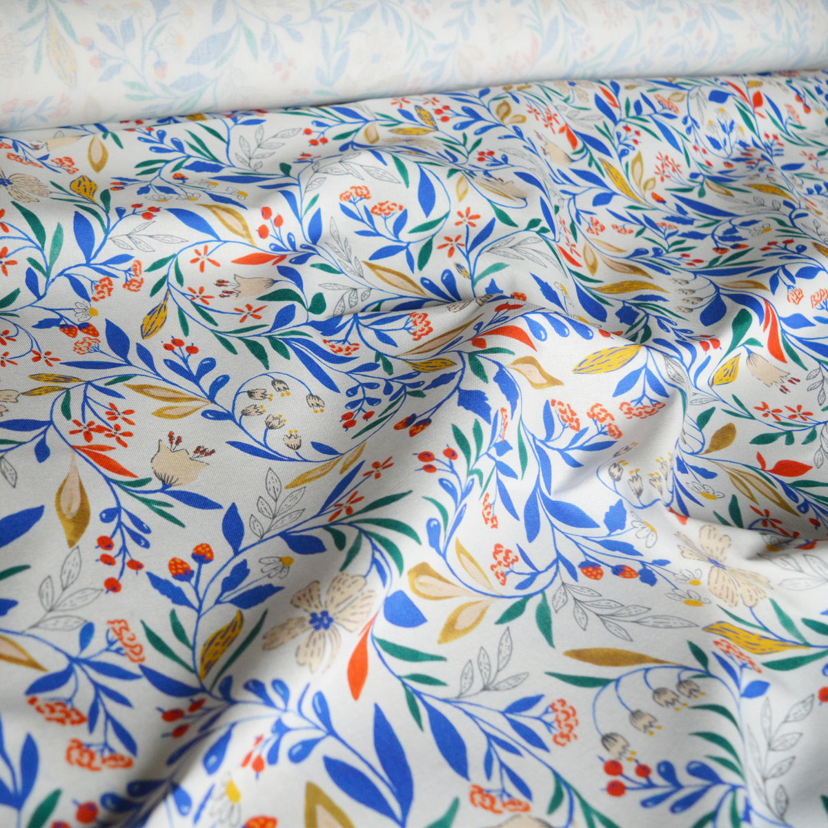 Tissu au mètre à motif Primavera, en coton lin, tissé en France